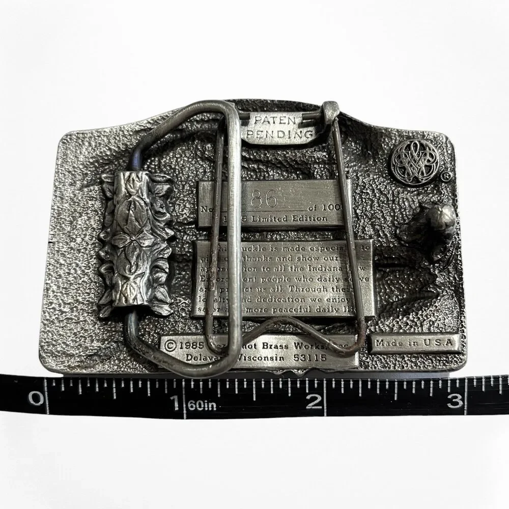 Bergamont Belt Buckle Indiana Law Enforcement Pewter 1985 Commemorative Police